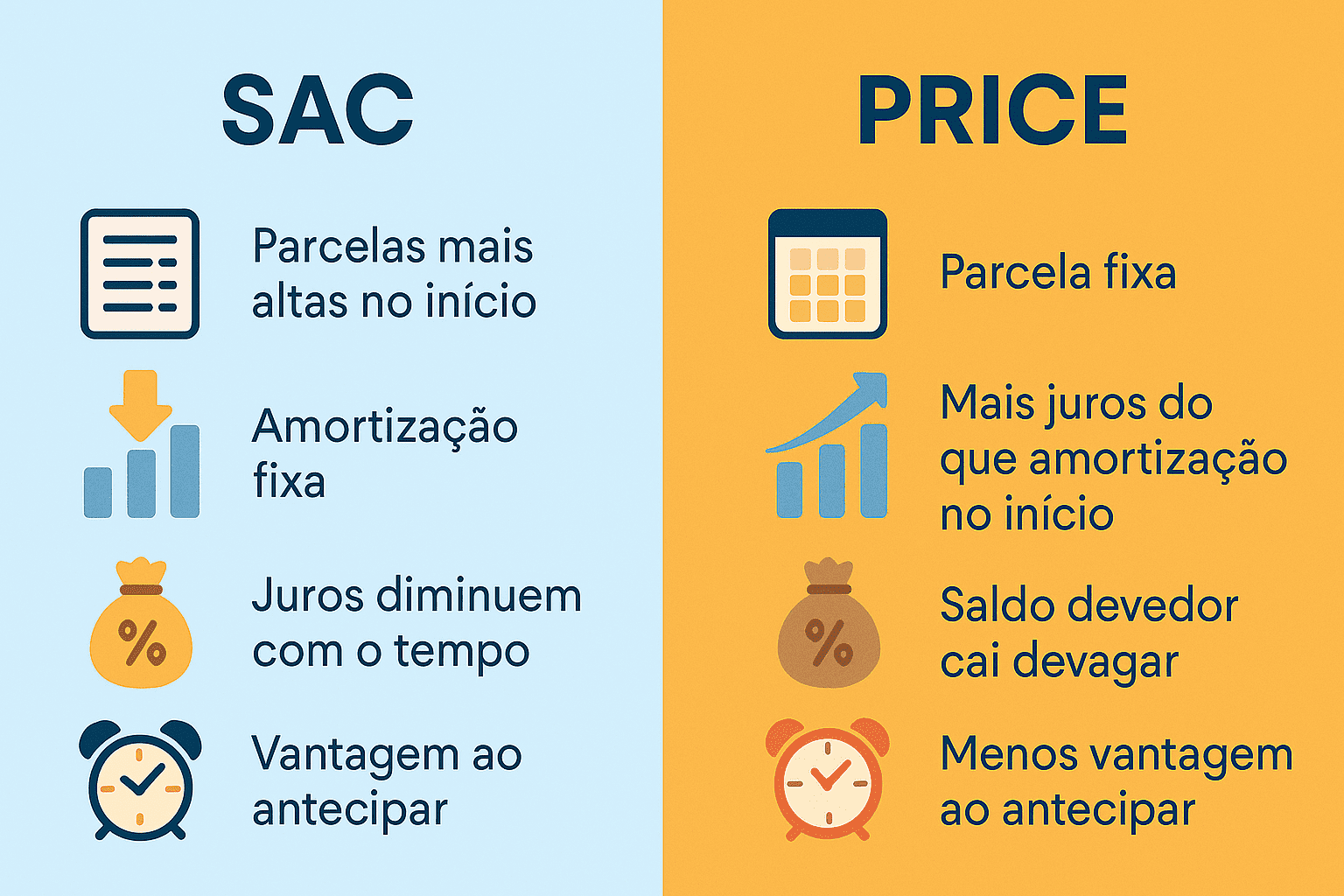 Comparação entre sistema SAC e Price no financiamento imobiliário