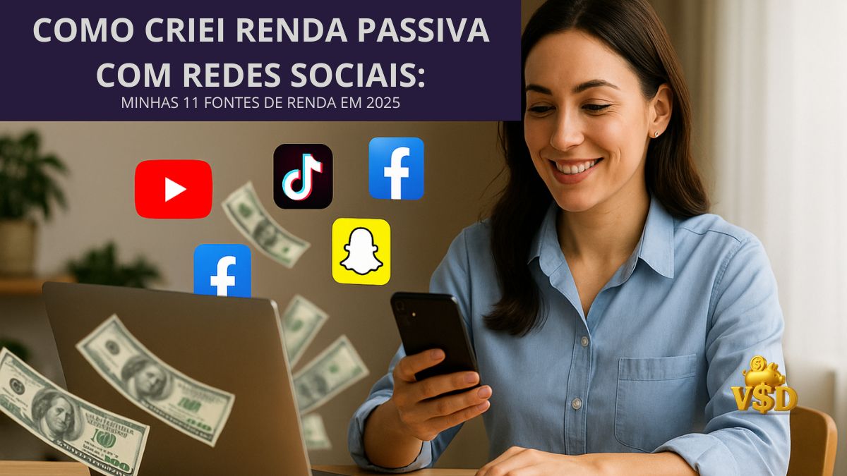Como criei renda passiva com redes sociais: minhas 11 fontes de renda em 2025