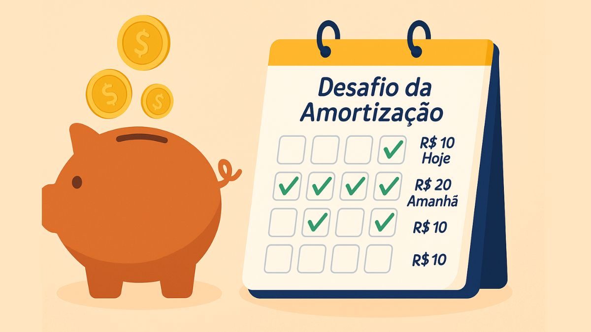 Design sem nome Cofrinho com moedas e calendário de desafio de amortização