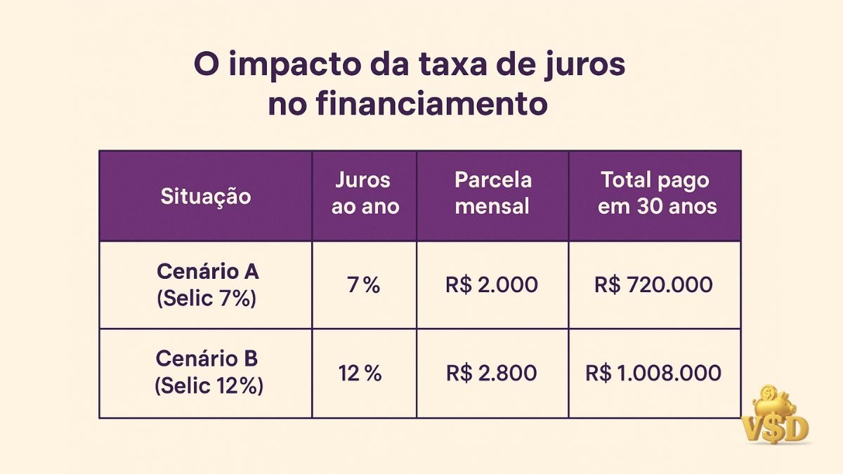 comparativo-financiamento-casa abela comparando o valor de financiamento de imóvel com diferentes taxas de juros
