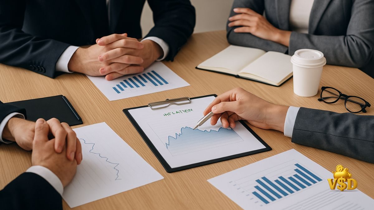 copom-reuniao-decisao mesa com papéis e gráficos sendo analisados por pessoas em reunião econômica