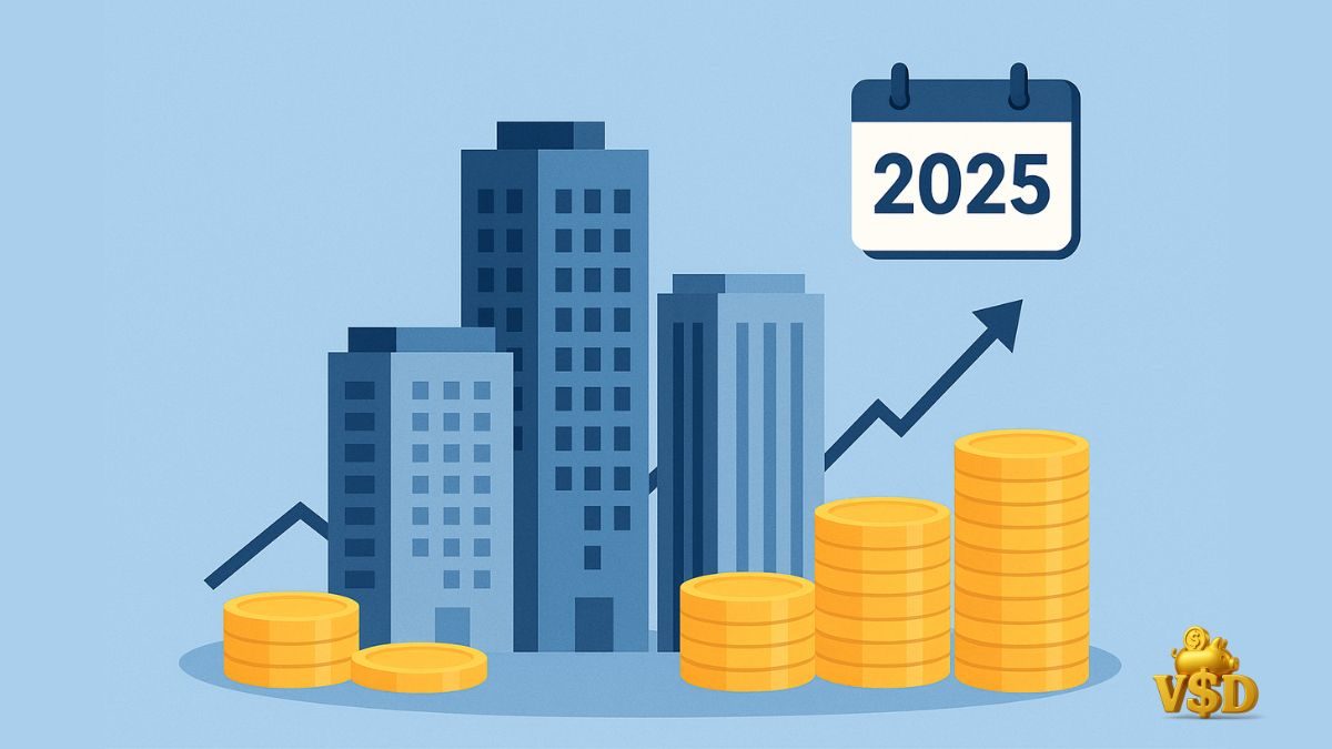 fundos-imobiliarios-onde-investir-2025 Prédios com moedas representando fundos imobiliários como opção de onde investir em 2025.