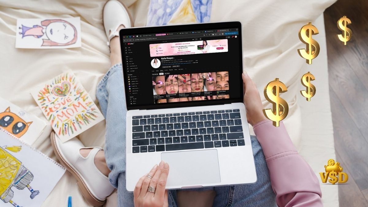 youtube-monetizado-com-videos-de-beleza Tela de canal no YouTube com vídeos de sobrancelhas sendo monetizados automaticamente.
